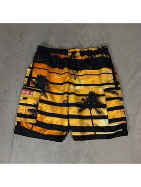 Vintage Ingear Cargo Board Shorts Mens XXL Orange Palm Tree